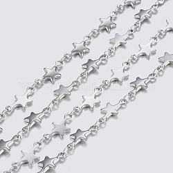 3.28 Feet 304 Stainless Steel Chains, Star Link Chains, Soldered, Stainless Steel Color, 12x6x1mm