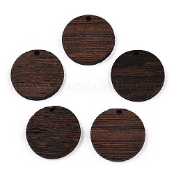 Pendentifs en bois de wengé naturel, non teint, breloques rondes plates, brun coco, 25x3.5mm, Trou: 2mm