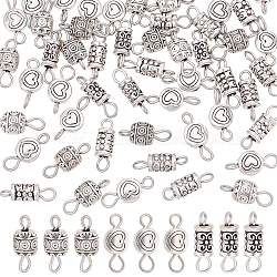 arricraft 60 Pcs Tibetan Style Connector Charms, 3 Styles Mixed Color Alloy Links Charms Assorted Flat Round & Column & Barrel Pendants for Necklace Jewelry Making