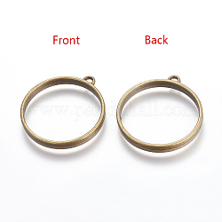Vintage Findings Tibetan Style Alloy Ring Frame Pendants for DIY Resin Pendants, Cadmium Free & Nickel Free & Lead Free, Antique Bronze, Flat Round: 30mm, 37x33x4mm, Hole: 3mm