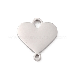 304 ciondolo con connettore a forma di cuore in acciaio inossidabile, colore acciaio inossidabile, 14x13x1.5mm, Foro: 2 mm