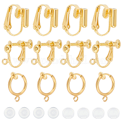 SUNNYCLUE 1 Box 18Pcs Clip on Earrings Findings Earrings Converter Gold Earring Converter Components with Plastic Pad Non Pierced Earring Set Ear Clips for Jewelry Making Women Adult DIY Crafts