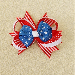 Polyester Bowknot Alligator Hair Clips, 4th of July Independence Day Theme Hair Accessories for Women Girls, Royal Blue, 90mm
