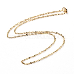 304 de acero inoxidable singapur collares de cadena, collares de cadena de ondas de agua, con cierre de langosta, dorado, 17.91 pulgada (45.5 cm)