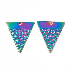 Placage ionique (ip) 304 pendentifs en acier inoxydable, charme triangulaire, couleur arc en ciel, 28x22.5x1mm, Trou: 1.5mm