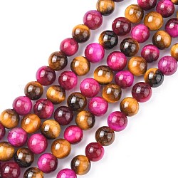 Natural Rose Tiger Eye and Yellow Tiger Eye Beads Strands, Round, Mixed Color, 6mm