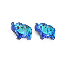 96 Stück Glasperlenstränge galvanisieren, facettiert, Elefant, Verdeck blau, 13x15x7 mm, Bohrung: 1 mm
