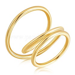 スターリングシルバー インターロック トリプル ループ チャンキー リング 925個  女性のためのワイヤーラップジュエリー  ゴールドカラー  usサイズ6 1/2(16.9mm)