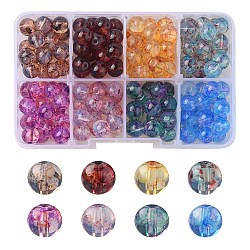 160 Stück 8 Farben transparente backlackierte Glasperlen, Nachahmung Opalite, Runde, für die Herstellung von Perlenschmuck, Mischfarbe, 8 mm, Bohrung: 1.3~1.6 mm, über 20pcs / Farbe