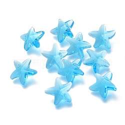 Breloques en verre à facettes, étoiles de mer, bleu clair, 14x15x7mm, Trou: 1.4mm