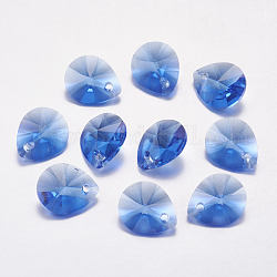 Faceted Glass Rhinestone Pendants, Imitation Austrian Crystal, teardrop, Sapphire, 8x6x4mm, Hole: 1mm