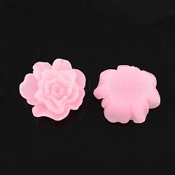 Flatback Resin Flower Peony Cabochons, Pearl Pink, 43x41x13mm