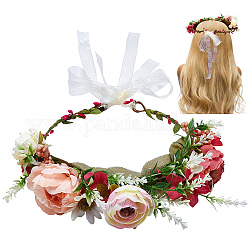 Brautkranz aus künstlichen Blumen aus Stoff, Blattkronen-Stirnbänder, fotografische Requisite, für die Hochzeit, Strand, Party, Farbig, 220x70 mm, Innendurchmesser: 155 mm