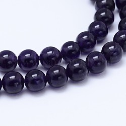 Natürlichen Amethyst runde Perle Stränge, Klasse A +, 6 mm, Bohrung: 0.8 mm, ca. 64 Stk. / Strang, 15.5 Zoll