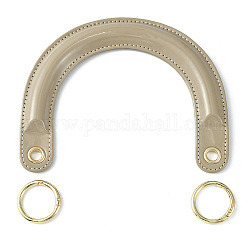 Manici per borse in pelle pu, con anelli elastici in lega, per accessori per la sostituzione della borsa, arco, tan, 12.5x15.7x1.1cm, Foro: 8 mm