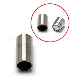 Matte 304 Stainless Steel Magnetic Clasps, Column, Stainless Steel Color, 20x10mm