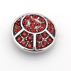 Flat Round Zinc Alloy Enamel Jewelry Snap Buttons, with Grade A Rhinestones, Antique Silver, Lead Free & Nickel Free & Cadmium Free, Hyacinth, 21x7mm, Knob: 5mm