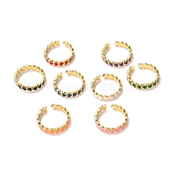 Сердечные золотые кольца-манжеты на день святого валентина, открытые кольца из латуни с эмалью, разноцветные, размер США 6 3/4 (17.1 мм), 4 мм
