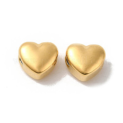 Lucidatura manuale 304 perline in acciaio inox, cuore, vero placcato oro 18k, 6.5x6.5x4mm, Foro: 1.2 mm