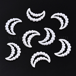 ABS Plastic Imitation Pearl Linking Rings, Crescent Moon, White, 15x11x2.5mm, Inner Diameter: 1.6x7mm, about 1000pcs/bag