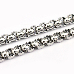 304 Stainless Steel Box Chains, Unwelded, Stainless Steel Color, 4x7mm