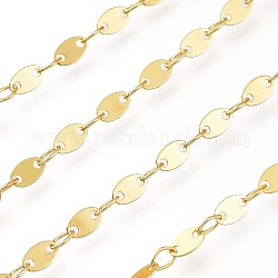 Brass Coffee Bean Chain, Soldered, Golden, Oval: 4x2x0.4mm, Coffee Bean: 5x3x0.3mm, about 25yards/roll(22.86m/roll)