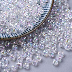Perles acryliques transparentes écologiques, ronde, couleur ab , clair ab, 5mm, Trou: 1.5mm, environ 8400 pcs/500 g