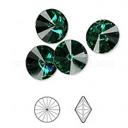 Cabochon strass in cristallo austriaco, passioni cristallo, sventare indietro, sfaccettato rivoli, 1122, 205 _emerald, 10.187~10.540mm
