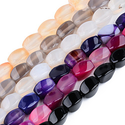 Natürliche Achat Perlen Stränge, gemischt gefärbt und ungefärbt, Twist, Mischfarbe, 11~12x7~8x7~8 mm, Bohrung: 1.2 mm, ca. 32~33 Stk. / Strang, 14.96 Zoll ~ 15.74 Zoll (38~40 cm)