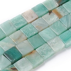 Natural Amazonite Beads Strands, Flat Slice Square Beads, 16x16x8mm, Hole: 1.2mm, about 24pcs/strand, 14.96 inch(38cm)
