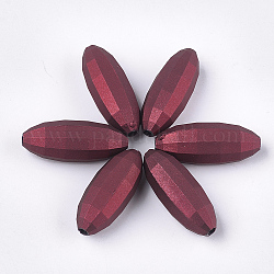 Rubberized Style Acrylic Beads, Faceted, Oval, Crimson, 31x12x12mm, Hole: 2.5mm