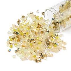 Perles de verre tchèques polies au feu, facette, ananas, jaune, 3x3mm, Trou: 0.8mm, environ 1440 pcs / sachet 