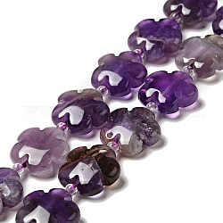 Chapelets de perles en améthyste naturelle, Flower 5 pétales, 15x15x6mm, Trou: 1.2mm, Environ 27 pcs/chapelet, 17.32 pouce (44 cm)