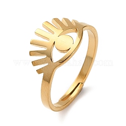 304 anillos ajustables huecos de acero inoxidable, dorado, ojo, nosotros tamaño 6 1/4 (16.7 mm), amplia: 2~9.5 mm