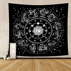 The Sun Altar Wiccan Witchcraft Polyester Decoration Backdrops, Universe Planet Theme Photography Background Banner Decoration for Party Home Decoration, Black, 1500x2000mm