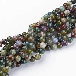 Natur Indien Achat Perlen Stränge, Runde, ca. 6 mm Durchmesser, Bohrung: ca. 0.8 mm, ca. 59~62 Stk. / Strang, 15~16 Zoll