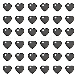 Unicraftale 40 Stück 304 Edelstahl Charms, leere tag stempeln, Herz, Elektrophorese schwarz, 5x6x1 mm, Bohrung: 1 mm