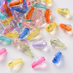 Perles en acrylique transparente, facette, larme, couleur mixte, 12x7mm, Trou: 1.8mm, environ 1845 pcs/500 g