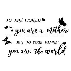 PVC-Wandaufkleber, für die Wanddekoration, zum Muttertag, Wort an die Welt, du bist eine Mutter, aber für deine Familie bist du die Welt, Schwarz, 390x800 mm