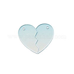 Заготовки для брелоков с акриловыми дисками градиентного цвета, с шариковыми цепями случайного цвета, разбитое сердце, бледные бирюзовая, разбитое сердце: 41.5x25.5x2 мм
