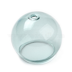 Cono de cuentas de vidrio transparente, para hacer campanas de viento, semicírculo, cadete azul, 25x21.5mm, agujero: 2 mm, diámetro interior: 16 mm