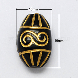 Plating Acrylic Beads, Metal Enlaced, Oval, Gold, 16x10x7mm, Hole: 1.8mm, about 620pcs/500g