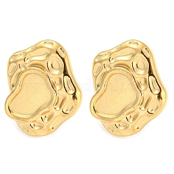 304 Stainless Steel Stud Earring Findings, Polygon Earring Settings, Real 18K Gold Plated, 19x15.5mm, Tray: 9x6.5mm