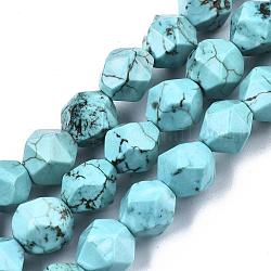 Natürliche Howlith Perlen Stränge, facettiert, gefärbt, Runde, 7.5~8x7~8x7~8 mm, Bohrung: 1 mm, ungefähr 47 stücke / 14.4 zoll