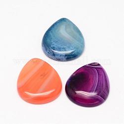 Pendentifs d'agate naturelle, larme, teinte, couleur mixte, 30x25x5~6mm, Trou: 1mm