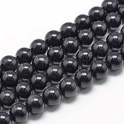 Cuentas de obsidiana natural hebras, redondo, 4mm, agujero: 1 mm, aproximamente 84~90 pcs / cadena, 15.1 pulgada