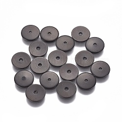 304 acciaio inossidabile perline distanziatore, rotondo e piatto, elettroforesi nera, 8x0.8mm, Foro: 1.2 mm