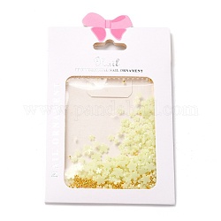 Clou cabochons en plastique fleur, accessoires de décoration nail art pour femmes, avec des billes d'acier rondes, champagne jaune, 3.5~6x0.8~1.3mm