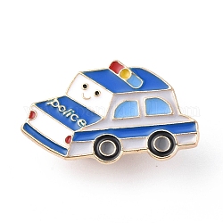 Spilla smaltata per macchina della polizia, distintivo del fumetto in lega d'oro chiaro per i vestiti dello zaino, blu, 18~26.5x28.5~32x2mm, pin: 1 mm