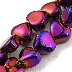 Full Plated Electroplate Glass Beads Strands, Heart, Hot Pink, 5.5x6x4mm, Hole: 0.9mm, about 110pcs/strand, 23.23 inch(59cm)